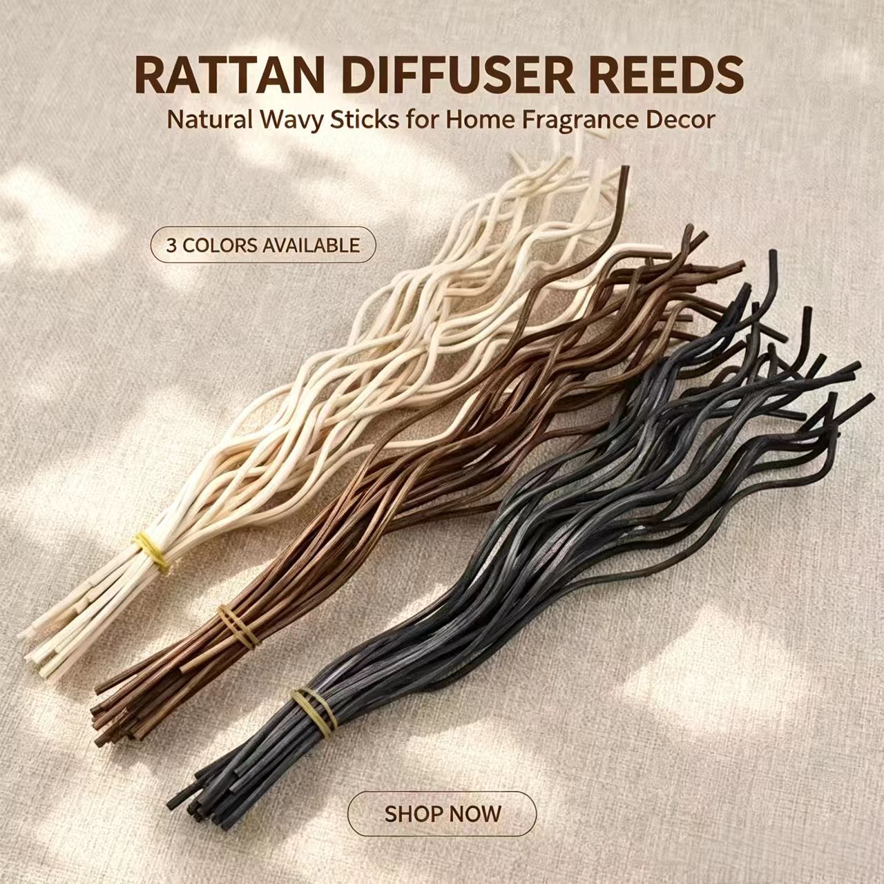 Home Fragrance Diffuser Refills - 20 Stück Lange Wellenförmige Rattan-Duftstäbchen, Duftspender-Ersatz,