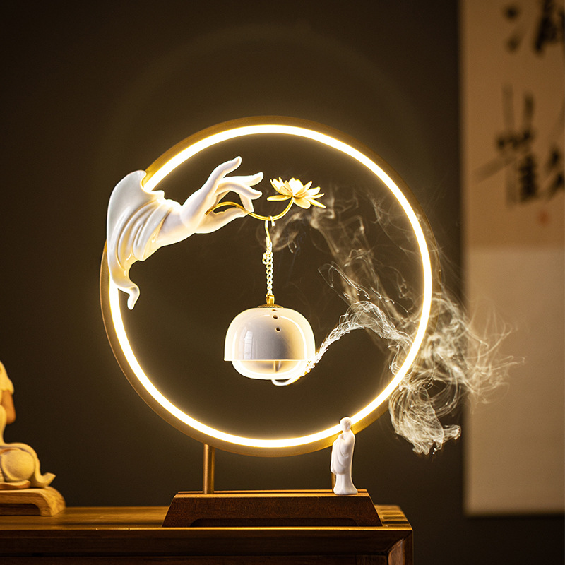 Home Fragrance Incense - 30 cm hängender Rückfluss-Räuchergefäß mit USB-LED-Lichtring,