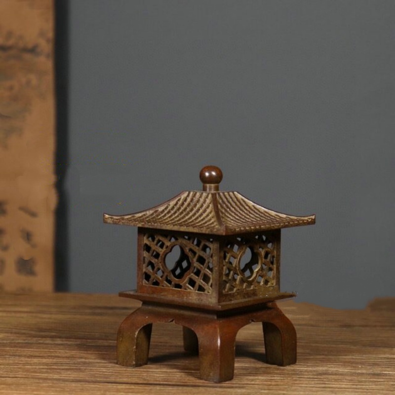 Home Fragrance Incense - Antiker Kupfer-Duftofen im Palaststil, viereckiger Räucherstäbchenhalter,