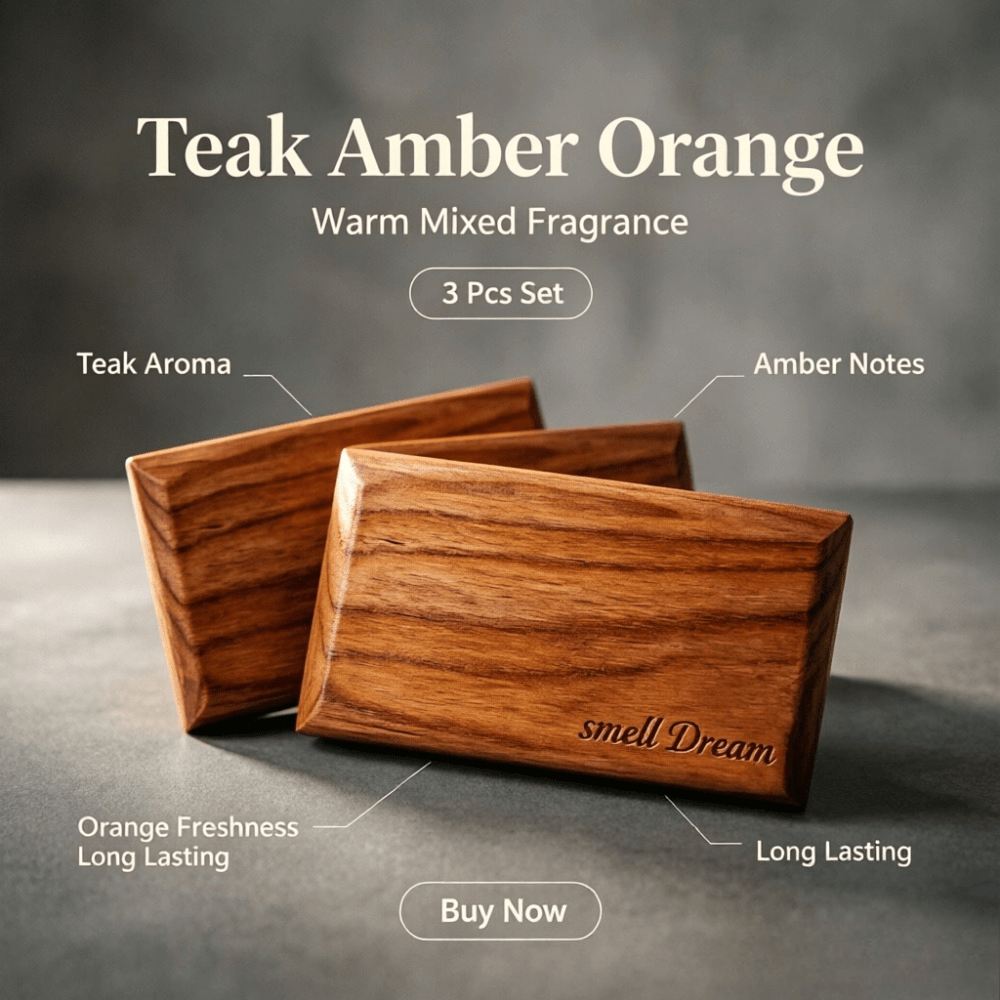 Home Fragrance Collection - Auto-Lufterfrischer Teak Amber Orange Holzduft Block